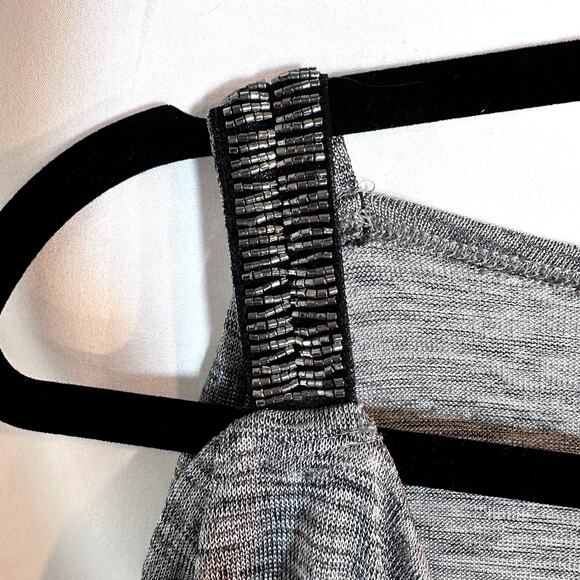 WHBM Marled Gray Cold Shoulder Dolman  Blouson Dress Small beaded strap - Picture 3 of 8